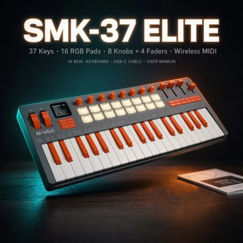 Midi Controller Pad - M-VAVE SMK-37 엘리트 MIDI 키보드, 37개의