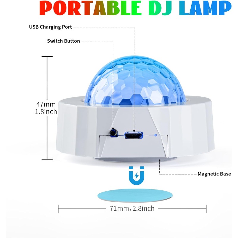 자동차 디스코 공 충전식 배터리 자동차 음악 사운드에  - Audio Music Dj 리뷰 및 가격